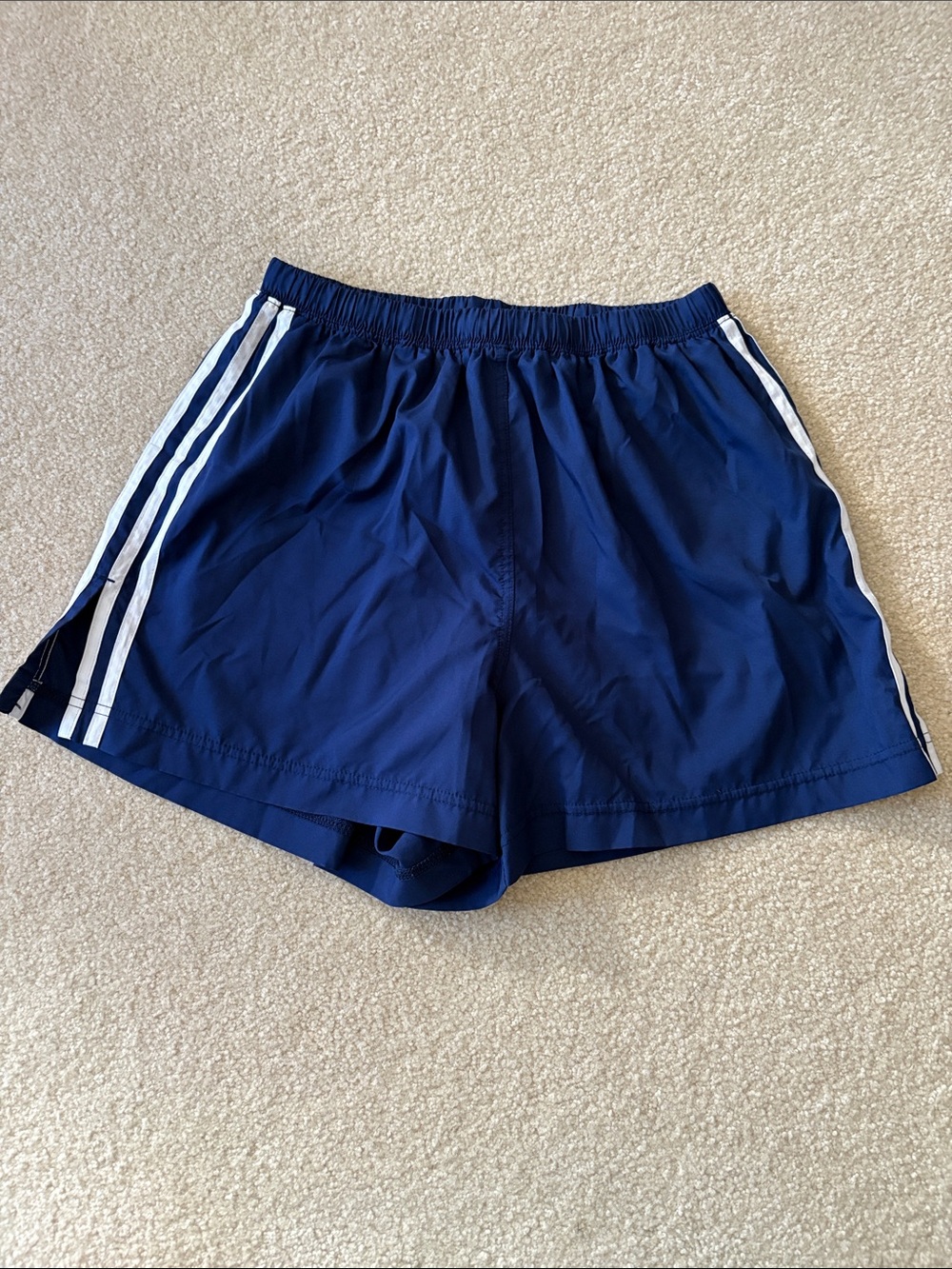 Vintage Adidas Navy Shorts with White Side Stripes